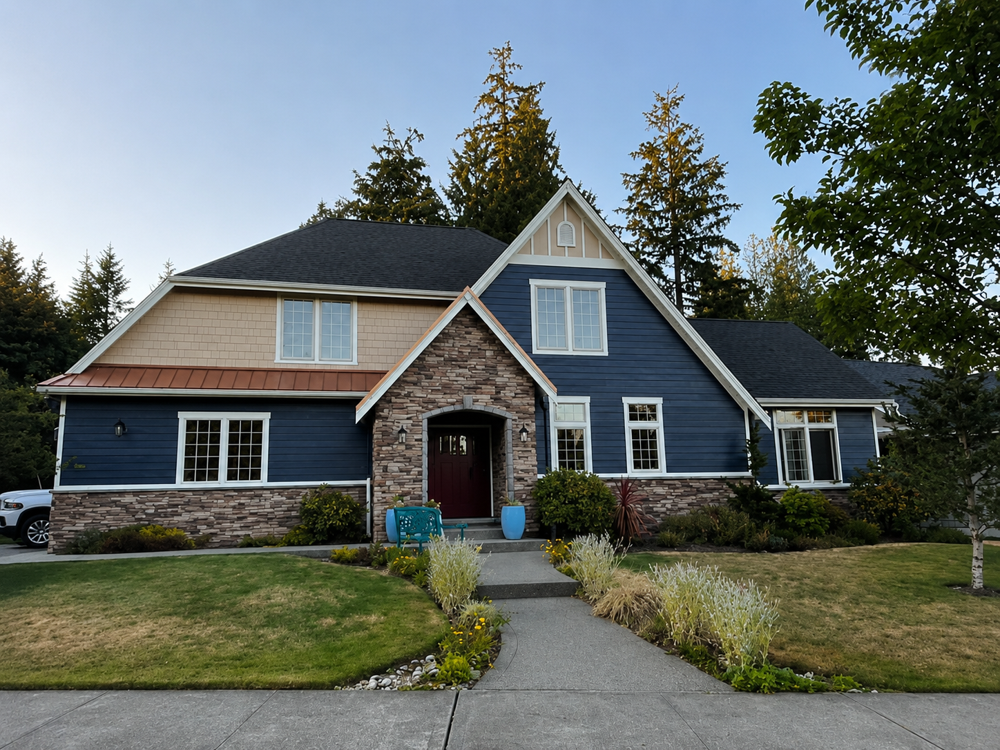Completed exterior house painting project by Blissful Painting in Olympia WA