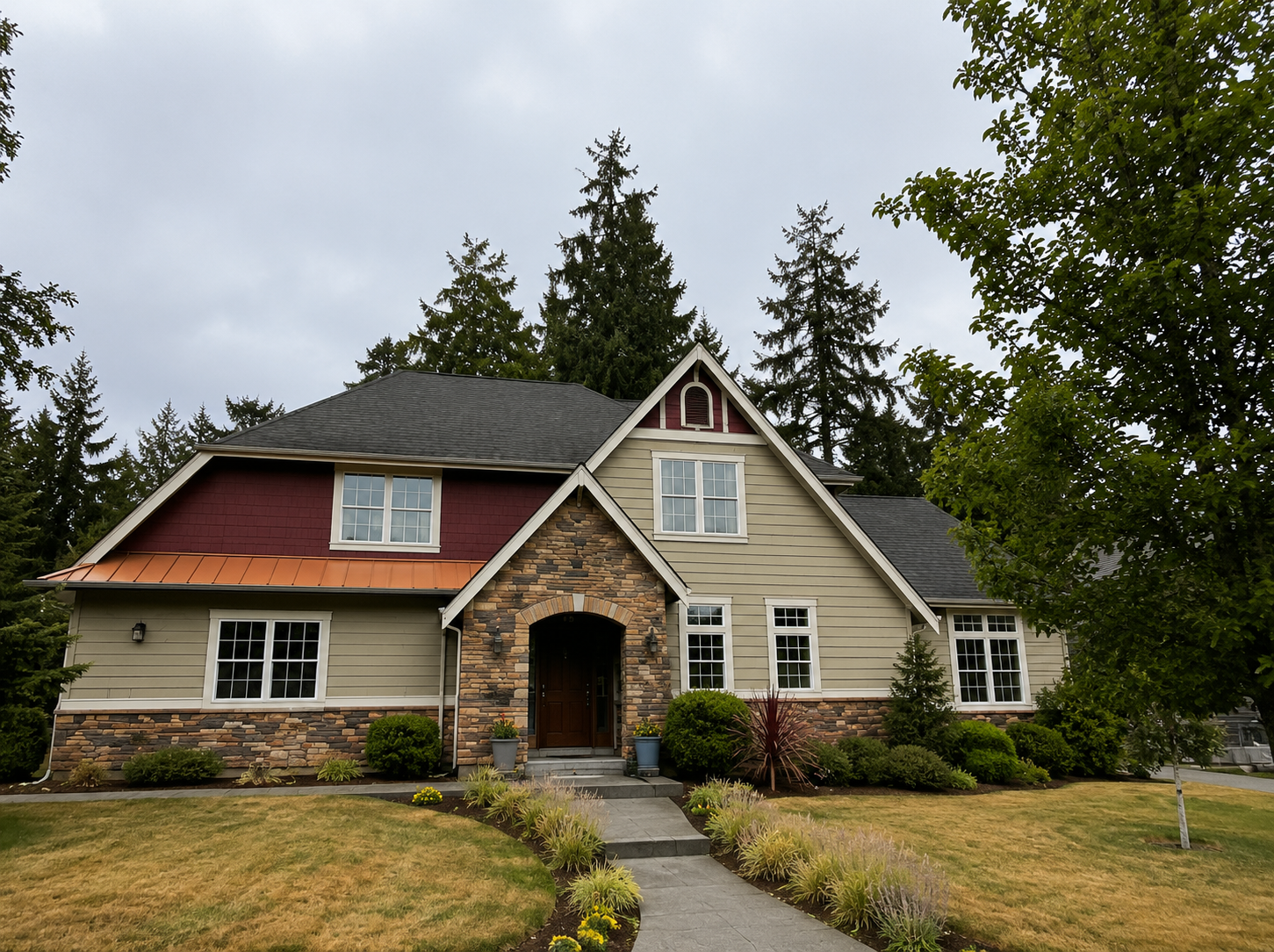 Before exterior house painting project by Blissful Painting in Olympia WA